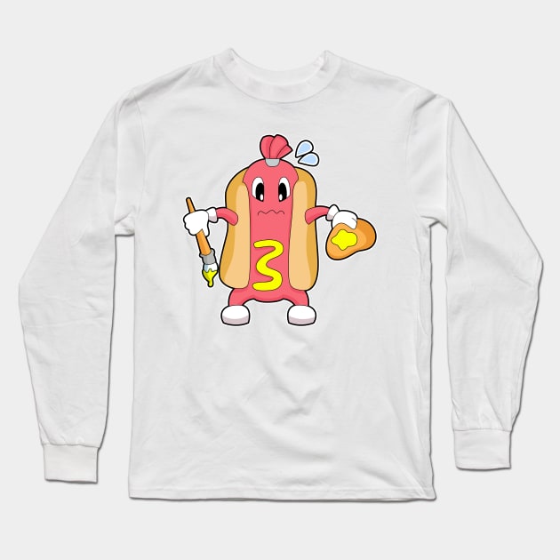 Hotdog Painting Paint brush Color Long Sleeve T-Shirt by Markus Schnabel